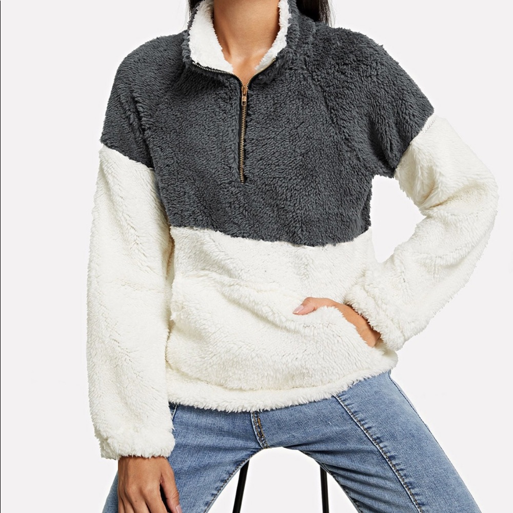 Grey and white soft sweater